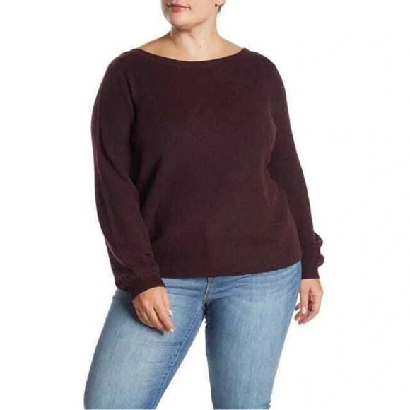 14th and Union NWT for Nordstrom two way sweater Plus size 3x Dark Red/Purple - Picture 9 of 11